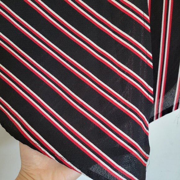 H&M Red White Striped Asymmetric Elastic Waist Band Midi Skirt Size Medium - Picture 5 of 11